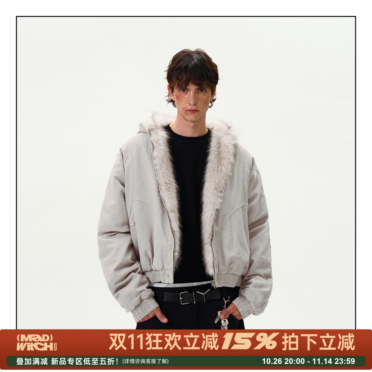 MADWITCH美式复古座山雕加绒外套