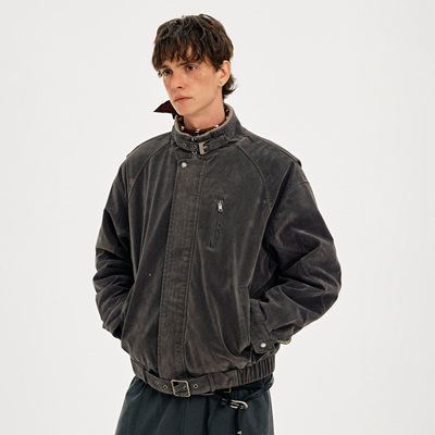 MADWITCH冬季复古仿麂皮加绒棉服