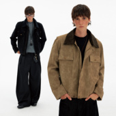 MADWITCH美式 复古解构麂皮灯芯绒领夹克男女休闲老钱风高级感外套