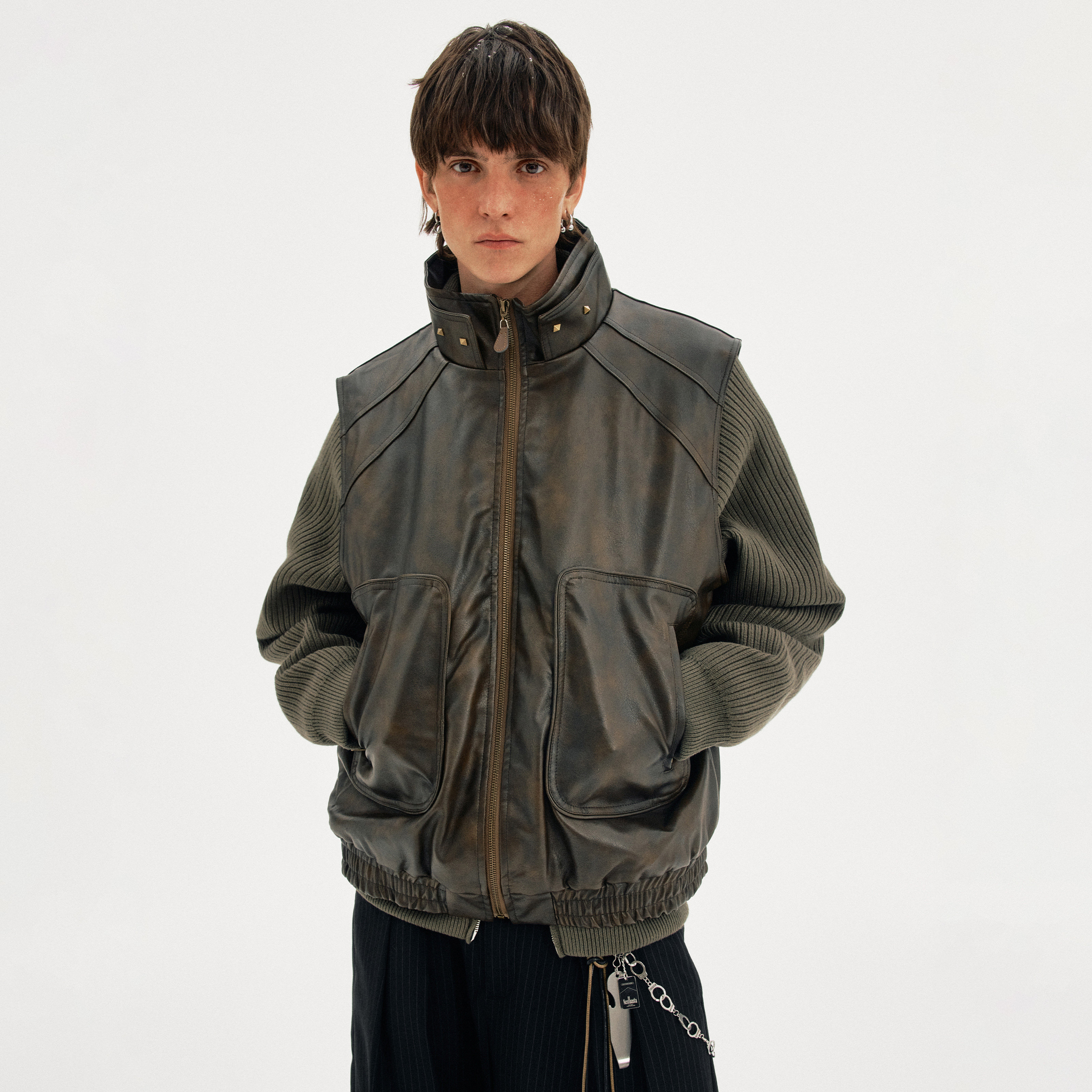 MADWITCH复古小众解构设计感皮衣马甲男女痞帅高街立领无袖外套潮,男装,常规马甲,淘宝优惠券,粉丝福利购,淘宝优惠卷