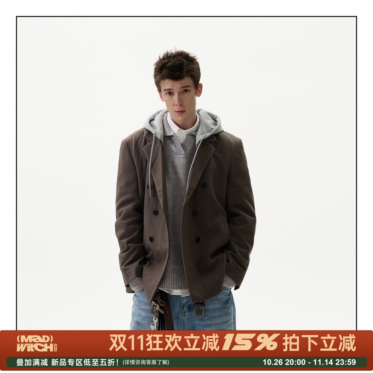 MADWITCH连帽呢料西服