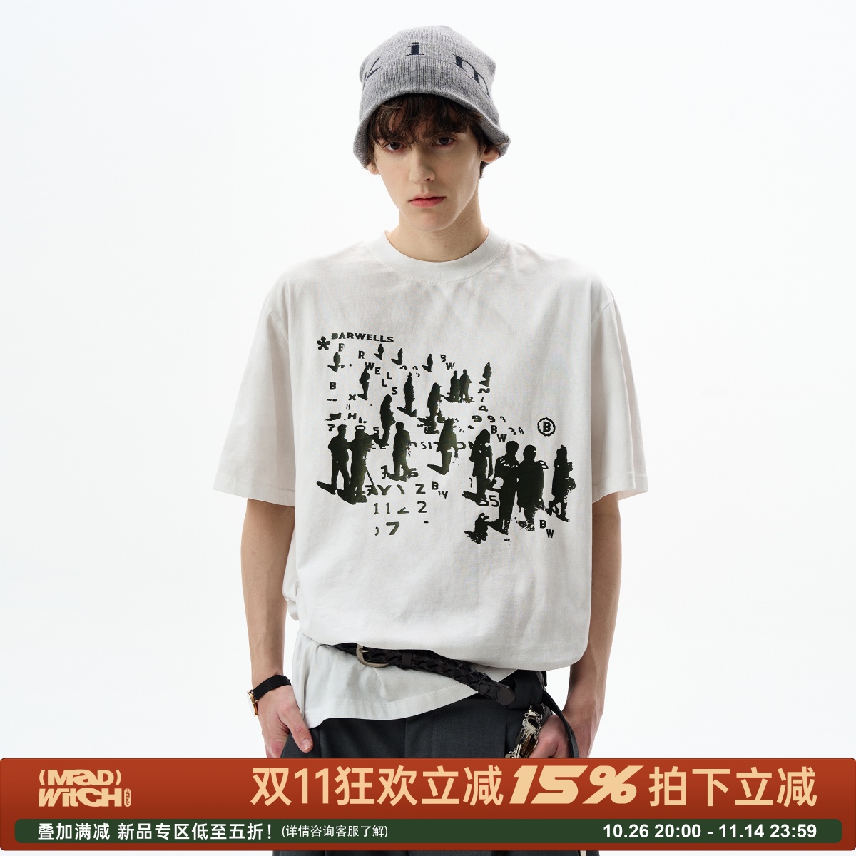 MADWITCH美式复古做旧印花短袖