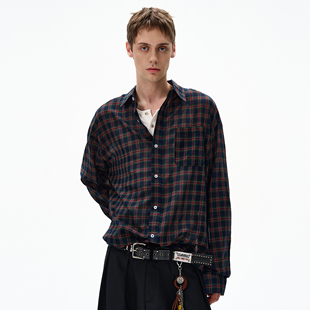 男女宽松休闲vintage高级感衬衣 衬衫 MADWITCH复古老钱风格 纹长袖