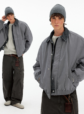 MADWITCH复古潮牌假两件保暖棉服男女宽松休闲设计感冬季加厚外套