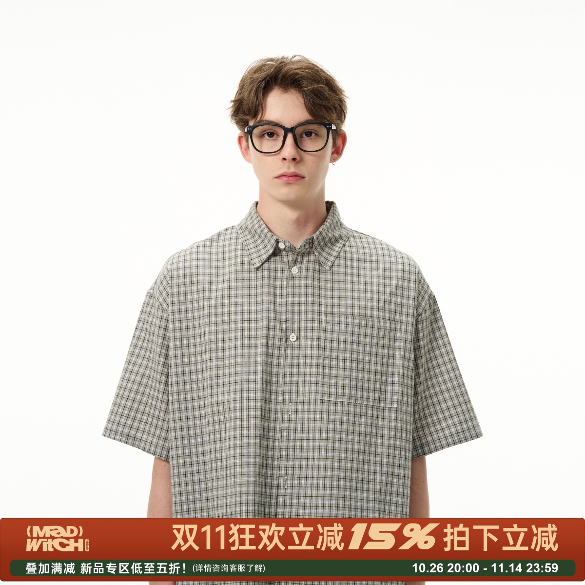 MADWITCH美式复古格纹衬衫上衣