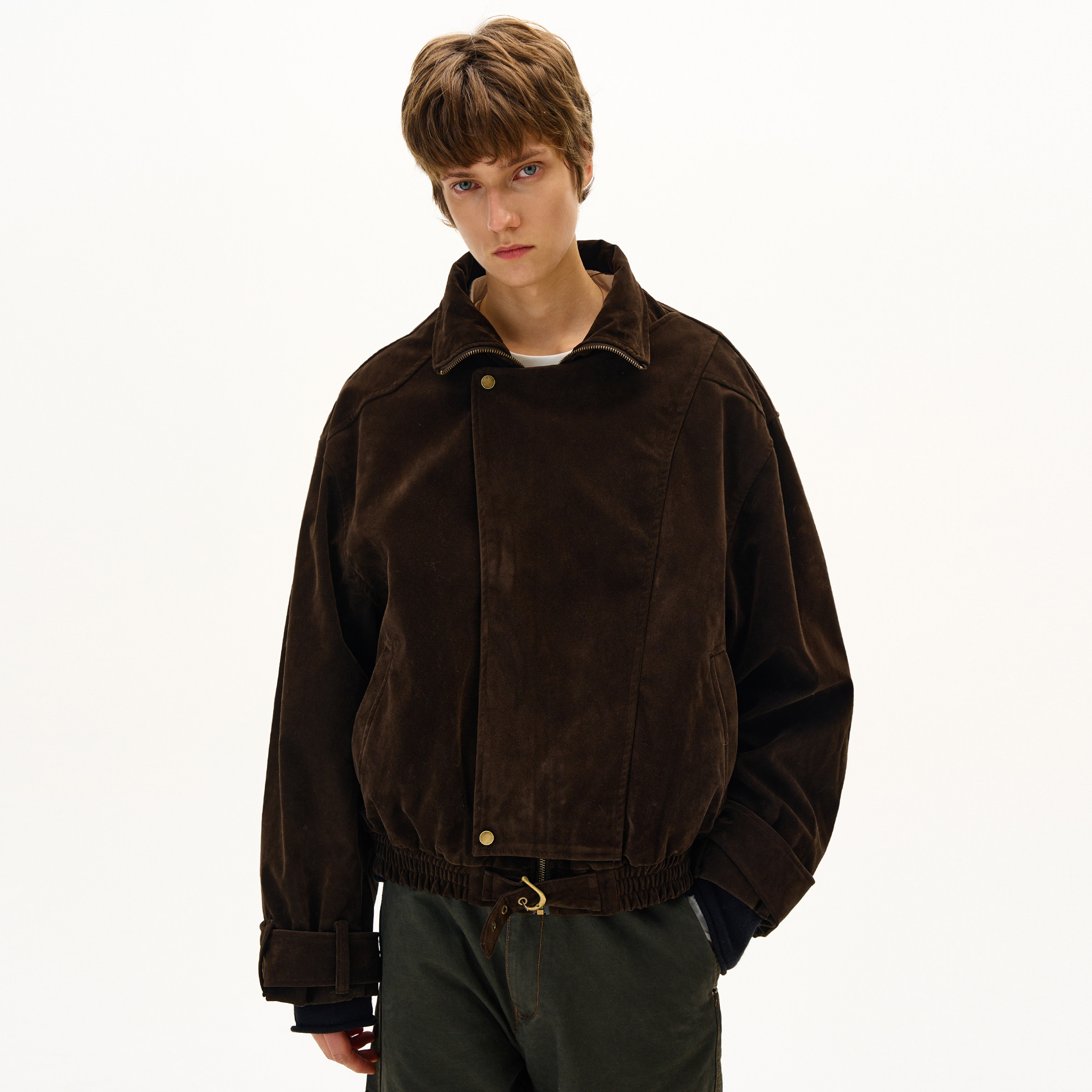 MADWITCH复古麂皮绒老钱风夹克潮