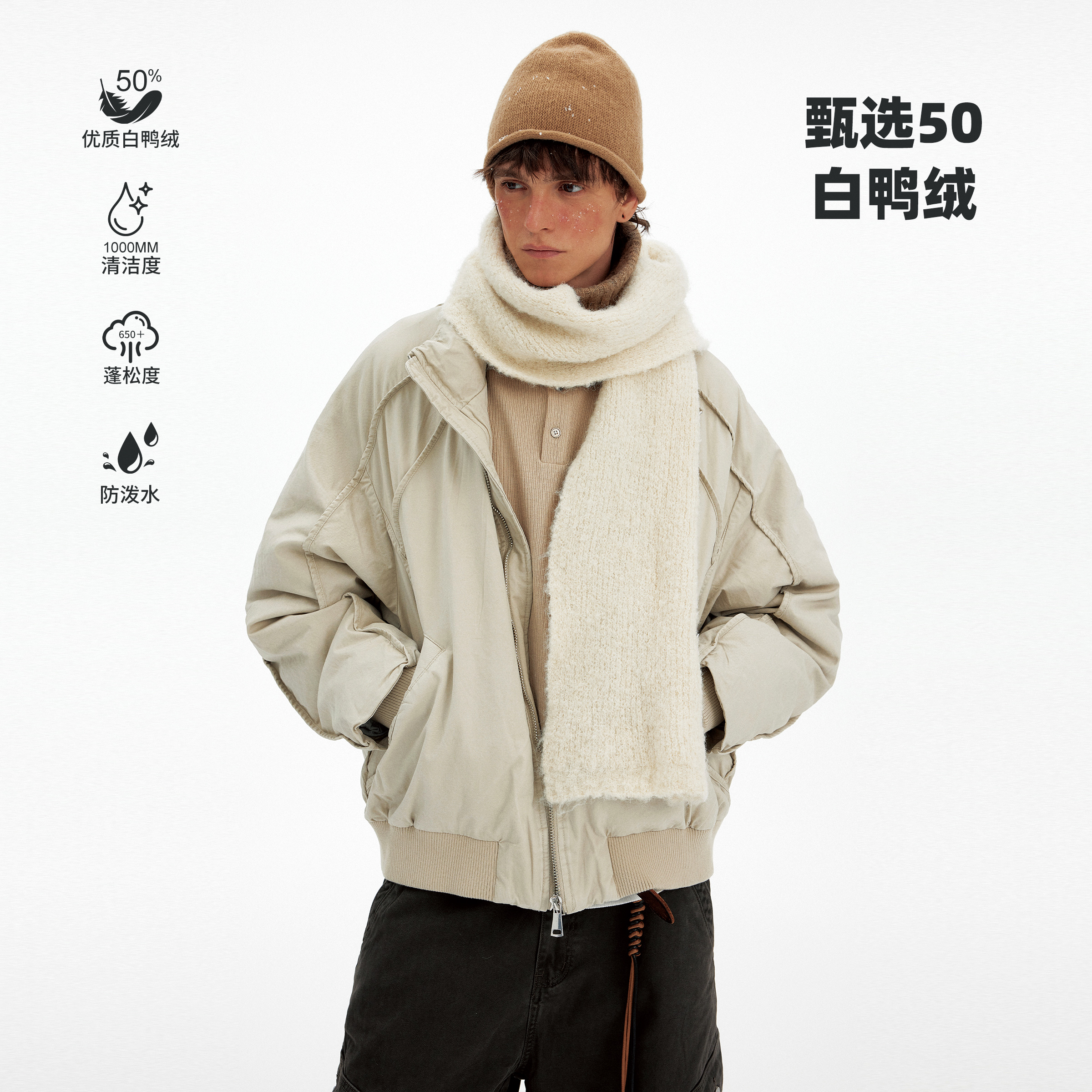 MADWITCH冬季美式解构立领羽绒服