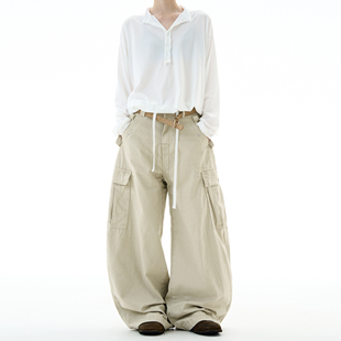 子ins 男女宽松复古baggy阔腿裤 MADWITCH廓形抽绳多口袋休闲工装 裤