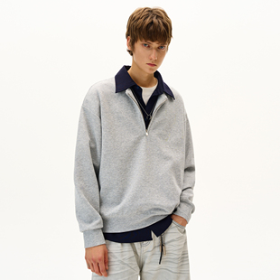 MADWITCH早秋复古高智感假两件拼接卫衣男女宽松休闲简约百搭外套