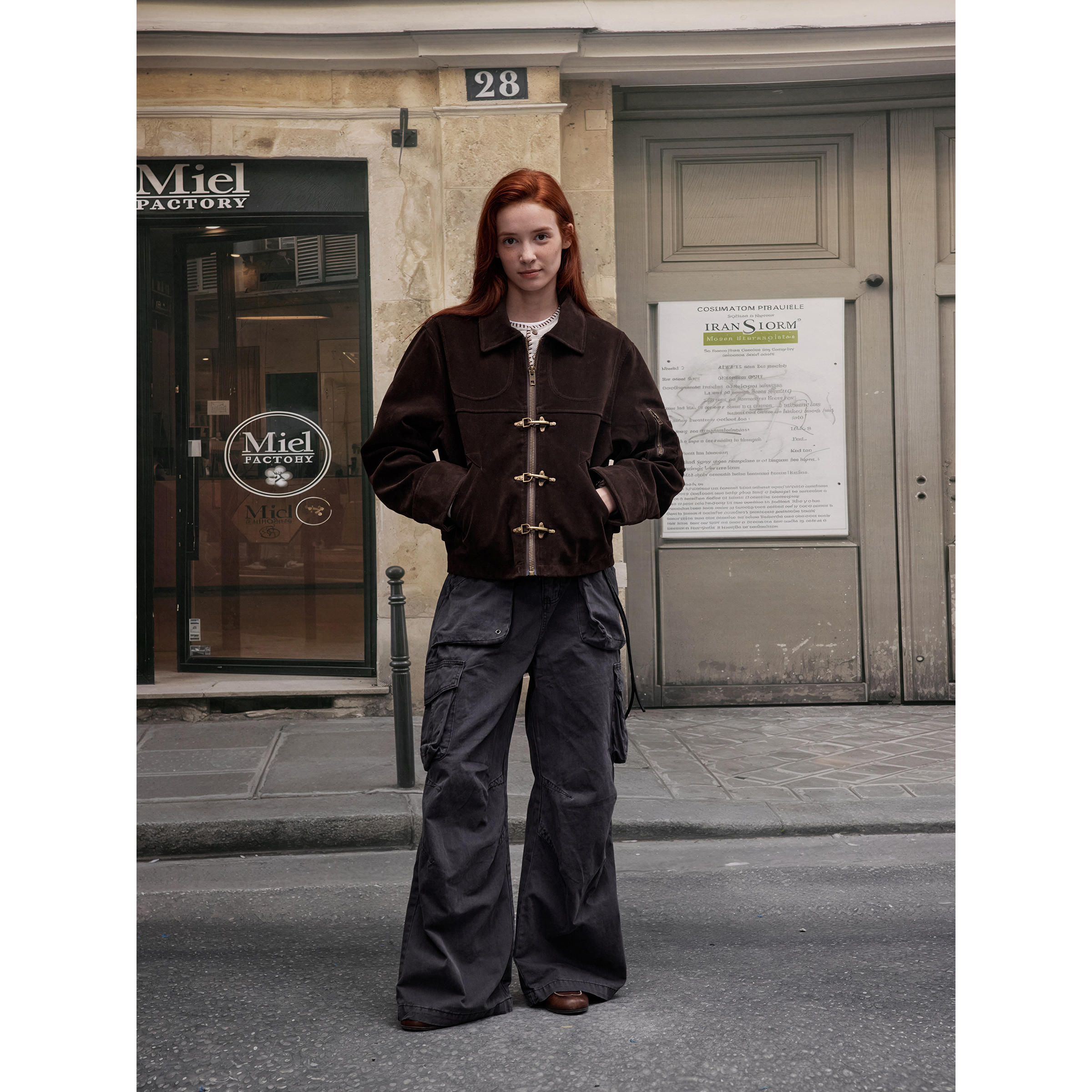 MADWITCH秋冬复古仿麂皮短款夹克