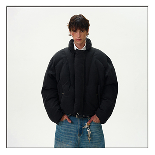 MADWITCH美式水洗磨毛廓形棉服外套男女宽松休闲vintage加厚棉衣