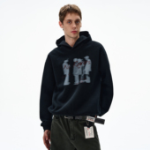 MADWITCH美式 幻影人像印花连帽卫衣男女宽松休闲复古街头情侣帽衫