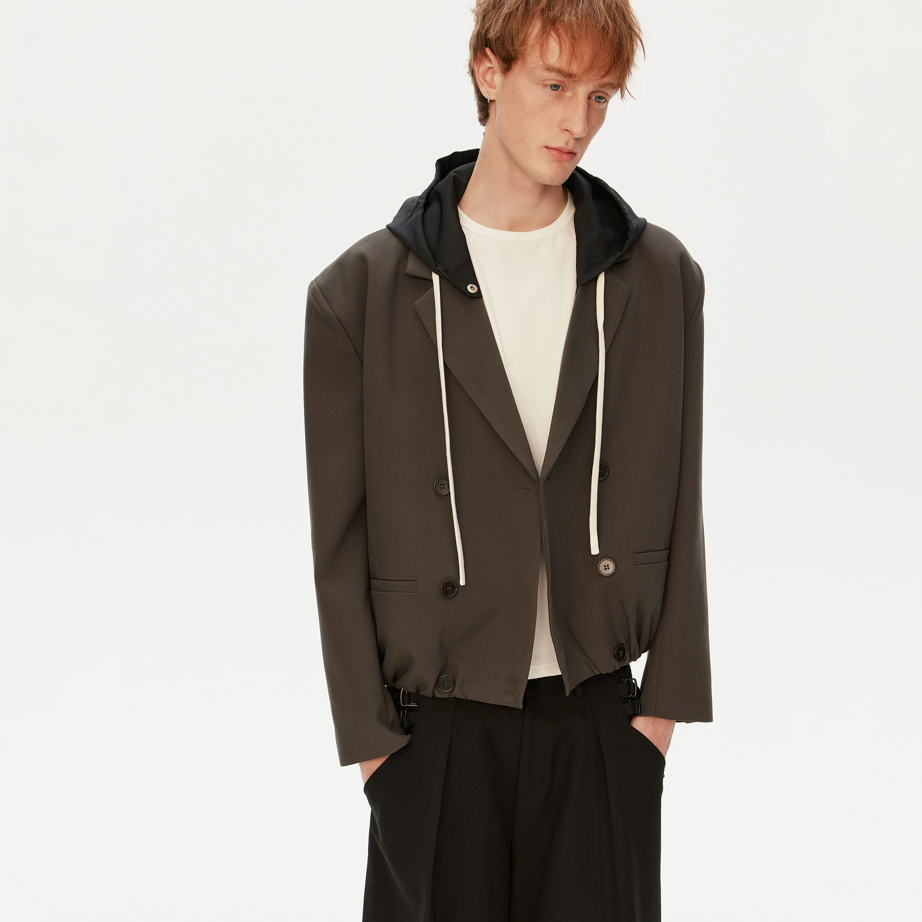 MADWITCH美式复古可拆卸连帽西装夹克男女宽松休闲高级感气质外套