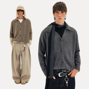 MADWITCH复古慵懒风软糯V领针织衫男女宽松休闲cleanfit开衫毛衣