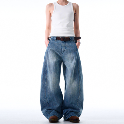 MADWITCH竹节纹弯刀牛仔裤