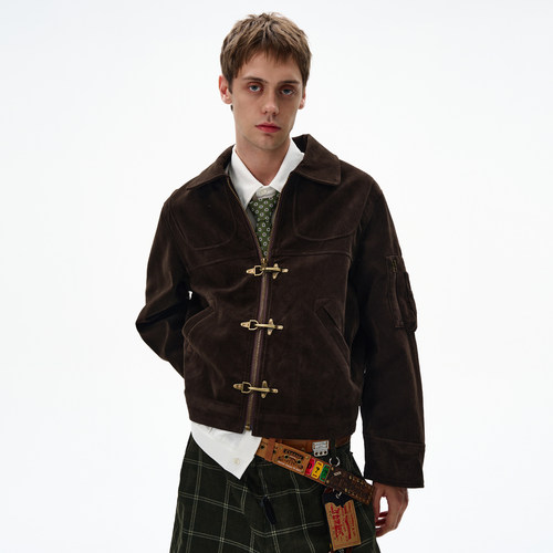 MADWITCH解构拼接飞机扣短款夹克