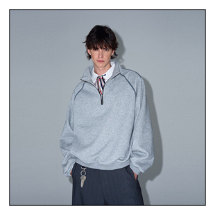 MADWITCH高级感复古半高领拉链卫衣男女宽松廓形休闲vintage外套