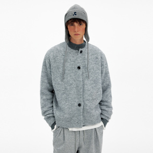 MADWITCH秋冬氛围感排扣羊毛混纺针织衫男女宽松休闲软糯开衫毛衣