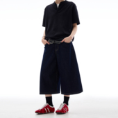 男女高街百搭cleanfit休闲裤 MADWITCH美式 极简宽松阔腿七分牛仔裤