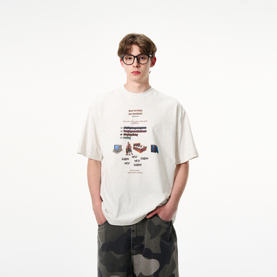 MADWITCH复古小众设计款印花短袖