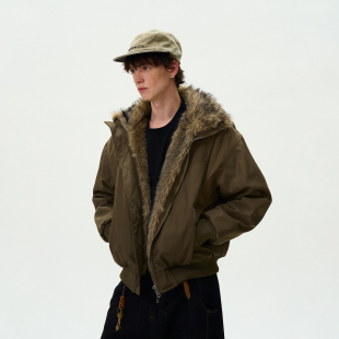 MADWITCH冬季 复古座山雕棉服男女宽松休闲高级感夹棉夹克外套 美式