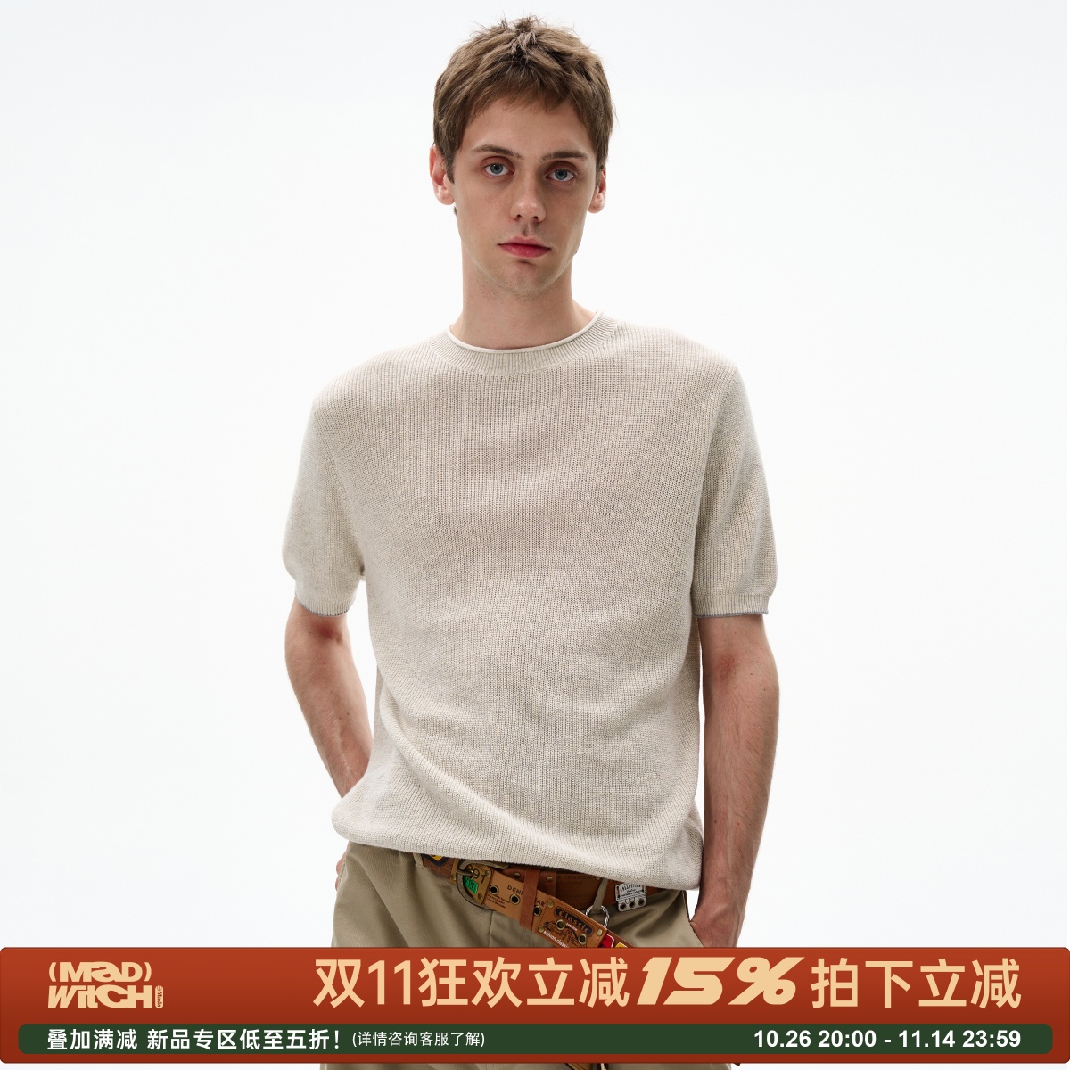 MADWITCH复古亚麻天丝针织短袖潮