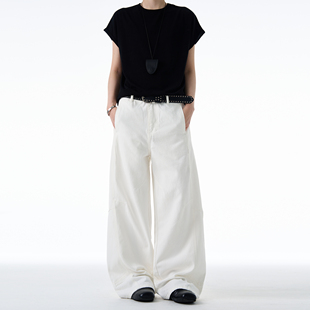 男女宽松阔腿vintage拖地感长裤 MADWITCH美式 复古做旧解构牛仔裤