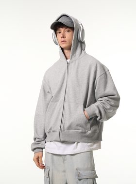MADWITCH春秋cleanfit灰色连帽卫衣男女复古休闲boxy短款宽松外套