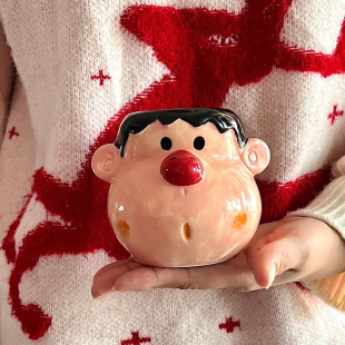 日系可爱卡通胖虎复古釉下彩耐高温陶瓷马克杯礼物杯子咖啡杯