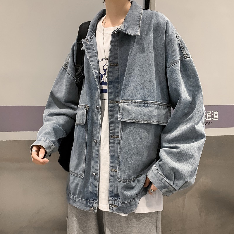 春秋季牛仔外套男宽松韩版潮流痞帅港风百搭情侣男女工装夹克
