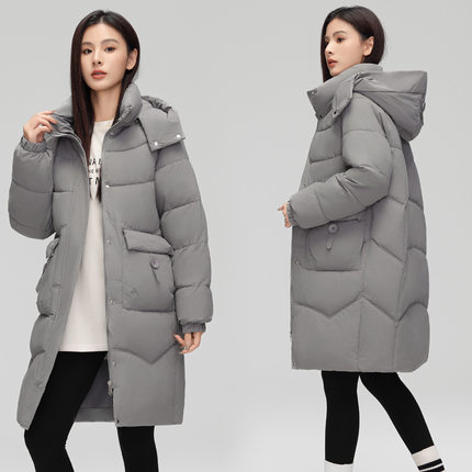 官方正品外贸冬季羽绒棉服女2024年新款宽松加厚棉袄中长款过膝
