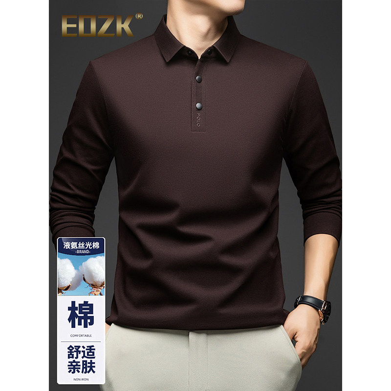 Eozk时尚休闲长袖T恤男2026春季新款翻领宽松舒适透气男士polo衫