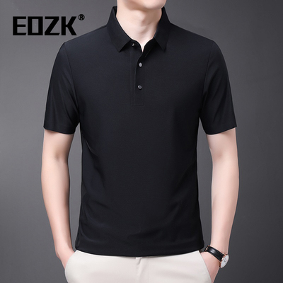 Eozk时尚都市休闲短袖T恤男2025夏季新款翻领纯色修身男士polo衫