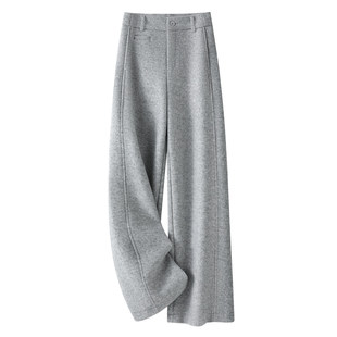 羊绒阔腿裤毛呢裤女2025年秋冬季新款宽松直筒显瘦呢子直筒休闲裤