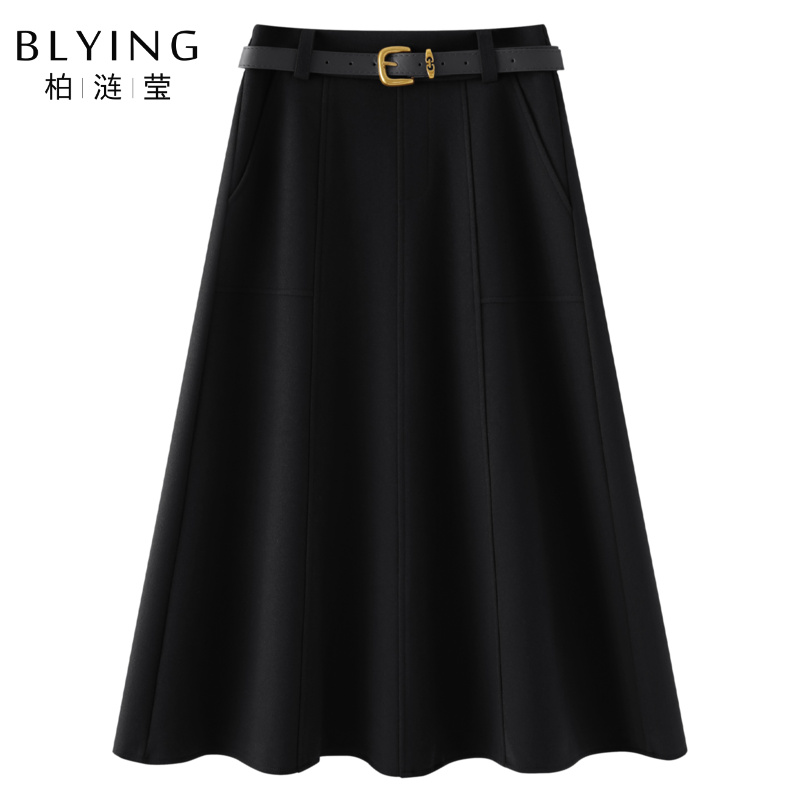 黑色气质半身裙女2025新款秋季高腰显瘦垂坠感宽松a字大摆伞裙子
