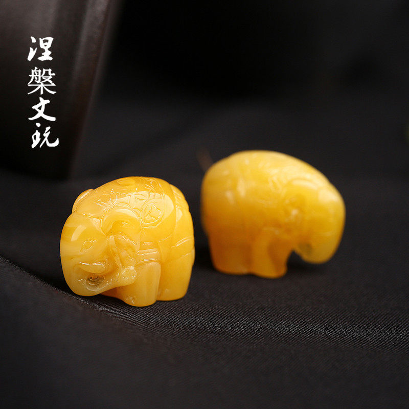 蜜蜡吊坠小象手串链男女散珠琥珀 天然正品背云星月菩提文玩配饰