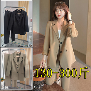 工作服套装 300斤超特大码 女200胖mm显瘦职业正装 外套休闲西裤 西装