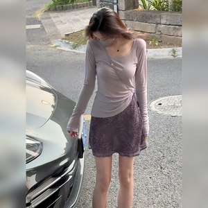 【新品限时⑤折】冰雾紫薄款长袖防晒罩衫女夏季面膜衣打底衫上衣