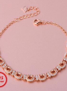 精S925银手链空托椭圆3*4mm10粒