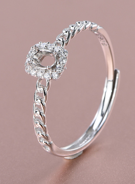 壁镂空款S925银戒指空托3*4mm