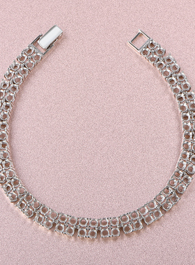 S925银手链空托镶嵌圆2.5mm96粒