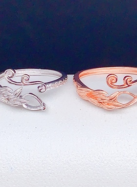 银镀金色4*6mm水滴戒指空托