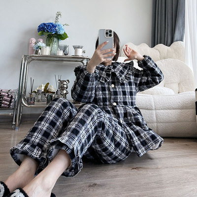 冬季三层夹棉珊瑚绒睡衣女加厚保暖可外两件套穿珊瑚绒家居服套装