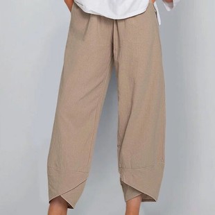 简约宽松休闲九分裤 年 女装 纯色大码 亚孙速卖新款