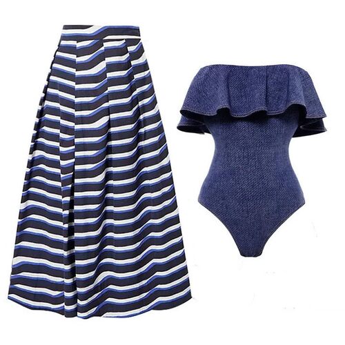 牛仔连体泳衣女显瘦度假沙滩裙比基尼 One-piece bikini swimsuit