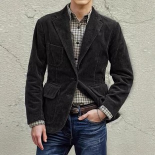 灯芯绒西装 纯色男式 外套马甲 休闲时尚 亚马逊跨境欧美外贸秋冬新款