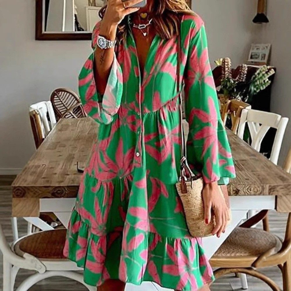 热销欧美春夏女士裙装芭蕉花系扣 荷叶边 喇叭袖 连衣裙,个性定制/设计服务/DIY,连衣裙加工定制,淘宝优惠券,粉丝福利购,淘宝优惠卷