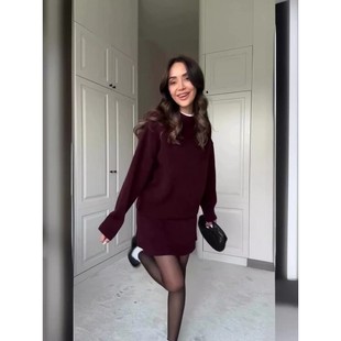 短群套装 欧美亚马逊跨境纯色休闲百搭学院风针织衫 女 新款 秋季