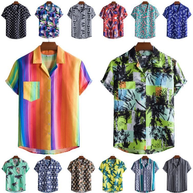 2021 Men's Printed Hawaiian Short Sleeve Shirt