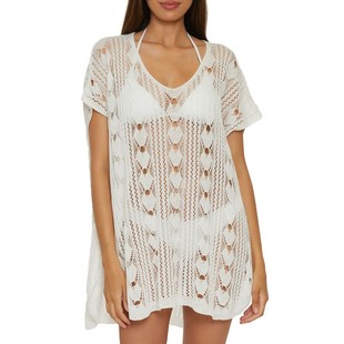 夏季 跨境欧美沙滩裙性感针织镂空深宽松比基尼泳衣防晒沙滩罩衫